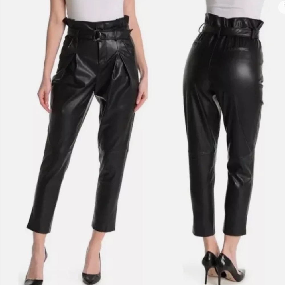 Blank NYC Size 26 Black‎ Paperbag Waist Vegan Leather Pants Minimalist Business